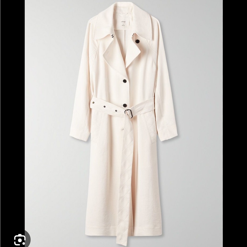 Wilfred Pelat trench coat relaxed fit removable belt notch collar Light Birch
